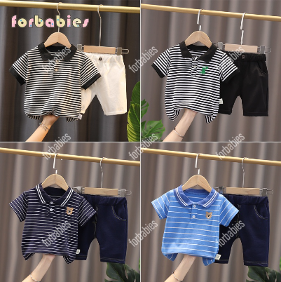 Baby Boys' Clothes Terno for Kids Boy 0-5 Years Old Boys' Clothing Kids Short Sleeve Set Stripe Polo