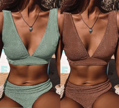 Women Leaves Print Bandage Bikini Set Push-Up Brazilian Swimwear Beach Swimsuit