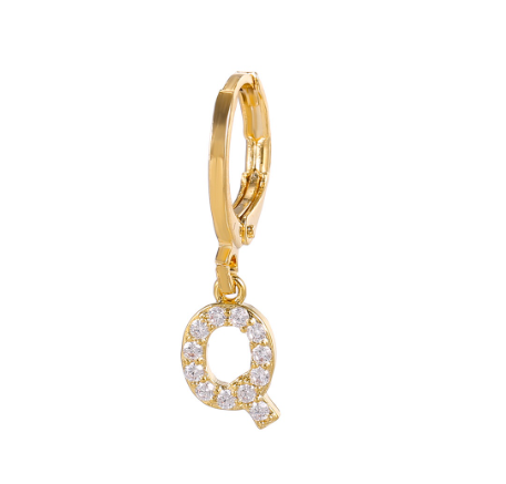 A-Z Letter Earrings Fashion Gold Plated Hoop Drop Earrings Diamond Stud Earrings Women's Jewelry Q