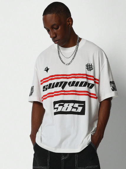 SUMWON Tee With Front Graphic Print For Daily Wear College Ready