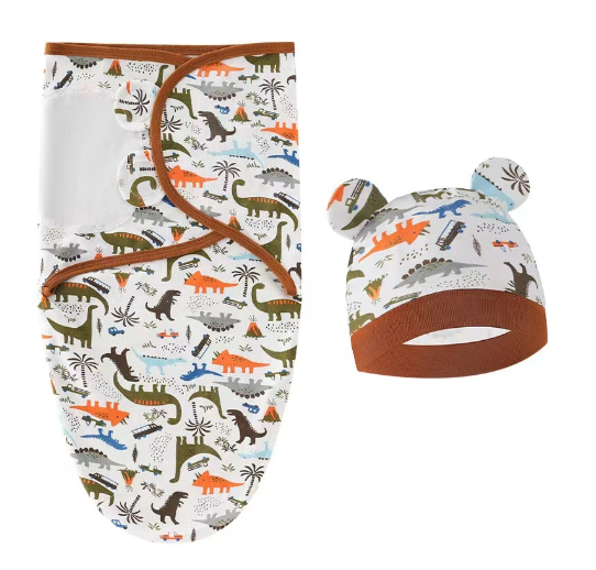 Newborn Baby Muslin Swaddle Blanket Hat Set Swaddle Bedding Wrap Blanket Baby Swaddling S3