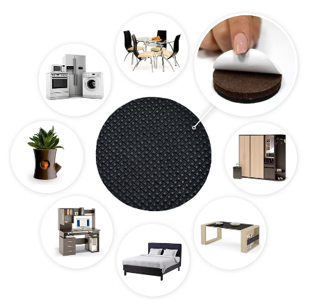 Multifunctional Basics Soft Rubber Furniture Pads Black Round Square Furniture Non-slip Mat Covers (30 Pcs Set )