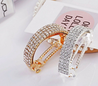 Korean Women Girl's Crystal Barrettes Hair Clips Rhinestone Hairpin Ponytail Holder Hair Accessories