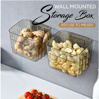 Locaupin  Wall Mounted Clear Organizer Bin Self Draining Multipurpose Kitchen Bathroom Storage Shelf