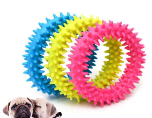 Pet Rubber Round Chew Toy Dogs Molar Training Toy Bite-resistant Teeth Cleaning Toy