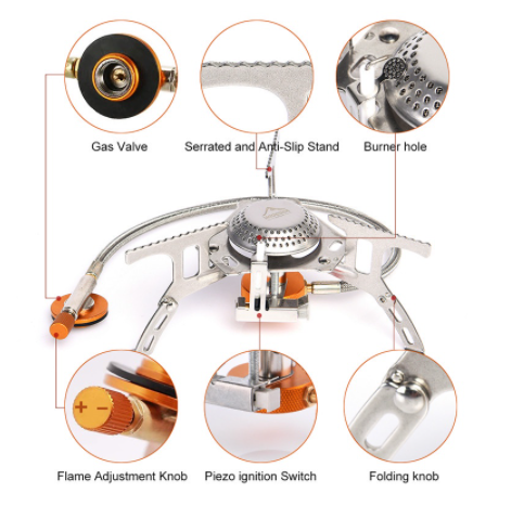 Portable Foldable Camping Stove with Butane Adapter Outdoor Gas Stove Set