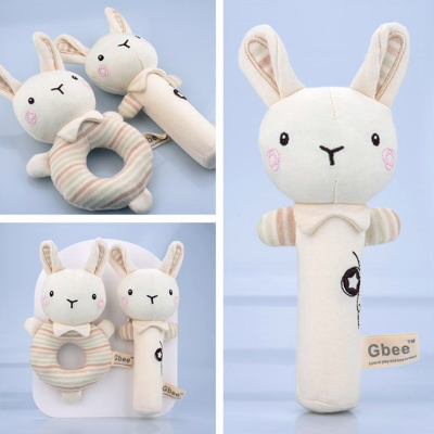 1Pc Baby Rattle Toy Organic Cotton Hand Shaker Baby Soothing Toy Baby 0-1 Year Old Infant Toy Rattle