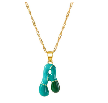Fashion Simple English Capital A-Z Necklace Colorful 26 Letters Necklaces For Men And Women Jewelry Gifts Drip Oil Summer Letter A