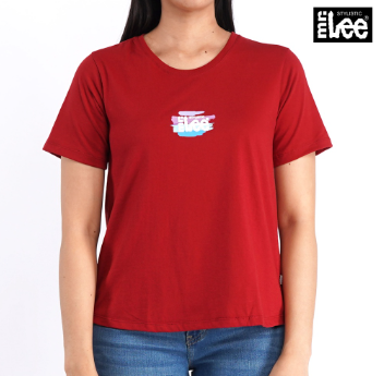 Stylistic Mr. Lee Ladies Basic Round Neck T-Shirt for Women Trendy Fashion Relaxed Fit 139703-U Red