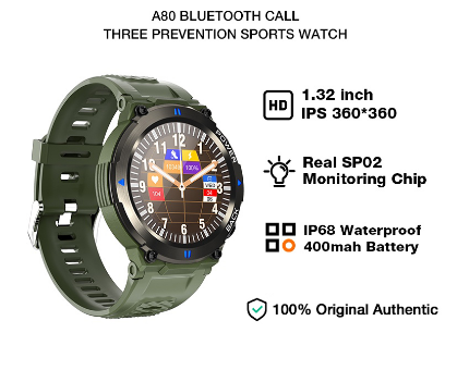 Aolon A80 Smart Watch Men Health Monitor Three-proof Sport Fitness Tracker Long Standby Waterproof