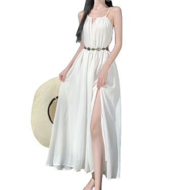 Lovito Women Boho Plain Cut Out Cold Shoulder Split Front Dress LNA41071
