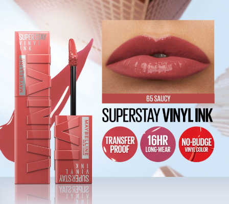Maybelline Superstay Vinyl Ink Liquid Lipstick (Nude Shock, Long Lasting, Waterproof) Saucy
