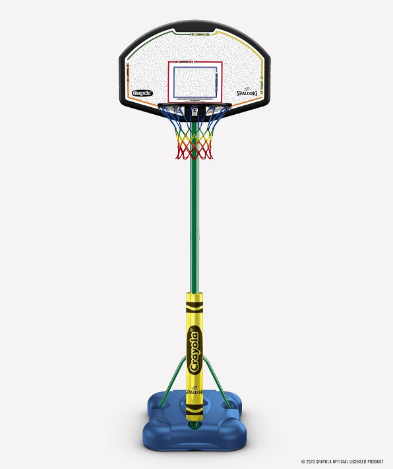Spalding X Crayola 32" Molded Eco-Composite Telescoping Portable Basketball Hoop with Mini Court Marking Kit
