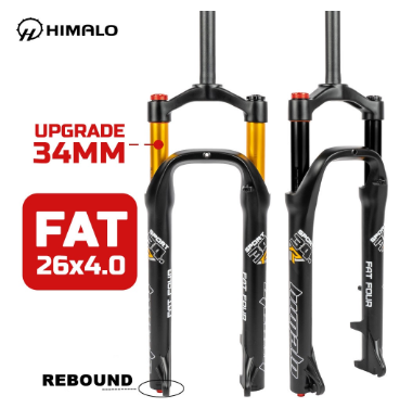 MTB Moutain 26inch Bike Fat Fork bicycle Air Suspension Magnesium Aluminium Alloy 4.0"Tire 135mm Rebound Adjustment