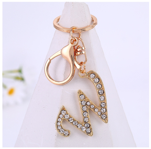 New A-Z 26 Letter Key Chains Stainless Steel Keychain Charm Fashion Accessories Key Ornaments W