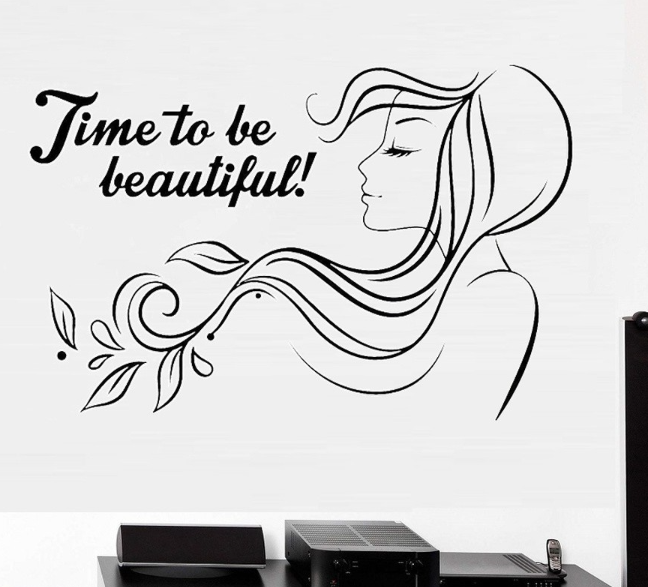 Beautiful Phrase Beauty Spa Vinyl Wall Decal Hair Salon Woman Art Sticker Mural wallpaper Girls Bedroom Decals muursticke