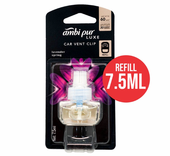 Ambi Pur Luxe Car Vent Clip Refill 7.5ml Lavender Spring