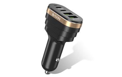 Bavin PC587 40W Car Charger with Universal Dual USB 3.0 Qualcomm & 20W Dual PD Type-C Fast Charger