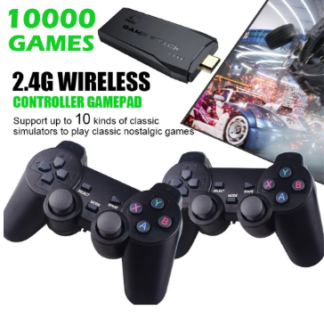 M8 HD Video Game Console 2.4G Double Wireless Controller Game Stick 4K 10000+Games 64GB Retro Games