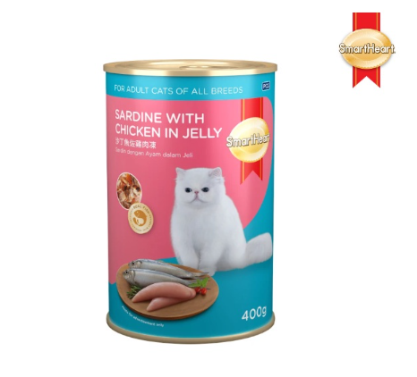 SmartHeart Wet Canned Cat Food for Adult Sardine with Chicken in Jelly 400g