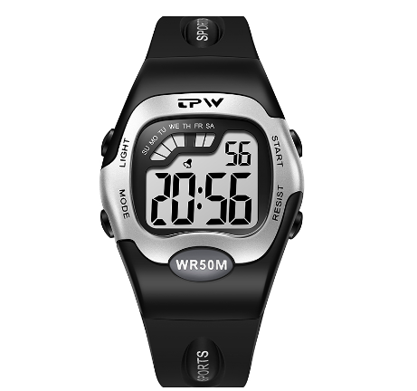 TPW 37mm Midsize Digital Watch For Women Teenage 50 Meter Water Resistant Wrist Watch Sport SILVER