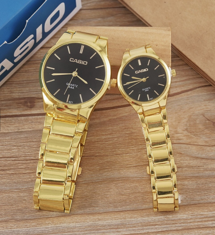Men's Women's Stainless Steel Gold Couple Watch Gift #CA09CPCHP