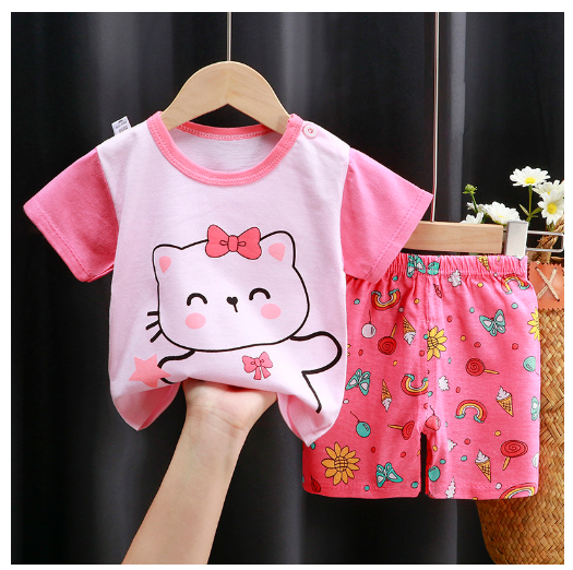 0-4Y For Baby Girls & Kids Shorts Set Terno Short and Sando For Baby Girls SD2