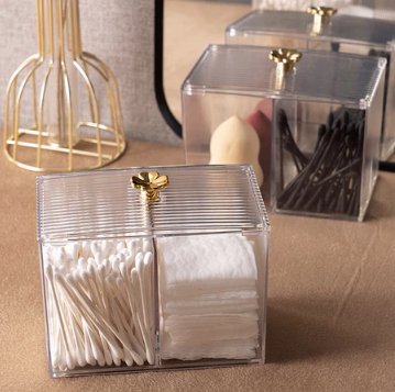 Acrylic Cotton Pads Organizer Dispenser Cotton Buds Balls Organizer With Cover Buds Swab Container