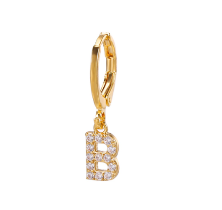 A-Z Letter Earrings Fashion Gold Plated Hoop Drop Earrings Diamond Stud Earrings Women's Jewelry B