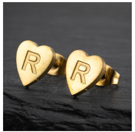 Stainless Steel Cute Small Tiny Heart Initial English Letter Stud Earrings For Women Gold Color Alphabet Jewelry Birthday Gift R