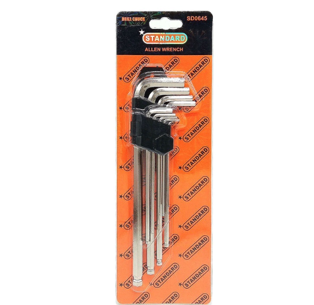 Standard Allen Wrench 9Pcs High Quality Hardware Tools (SD0645)