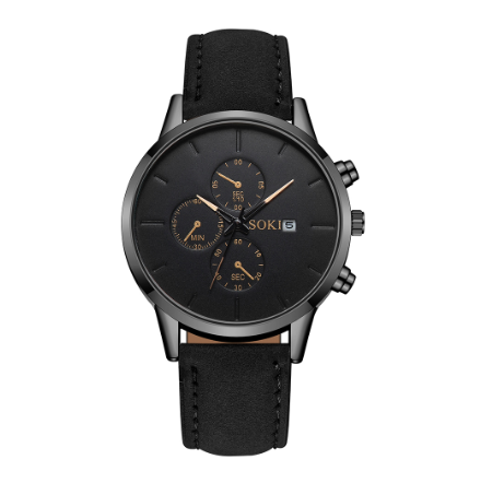 Simple three-eye calendar watch Fashion scale student sports PU strap men’s quartz watch 05