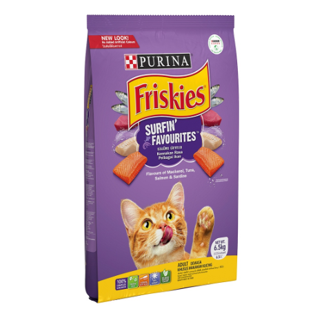Purina Friskies Surfin' Turfin' Dry Cat Food for Adult Cats  6.5kg