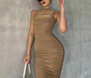 Korean Style Women Sexy Party Slim Solid Sleeveless Bodycon Dress