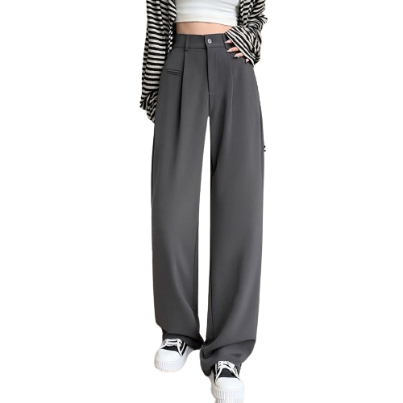Lovito Women Casual Plain Draped Fake Pocket Basic Pants LNA26004 (Coffee/Grey/Black)