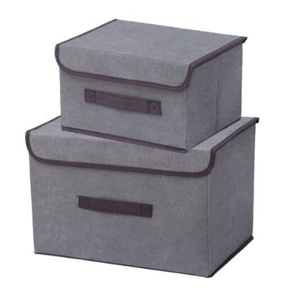 2in1 Plain Color Foldable Storage Box Organizer With Cover