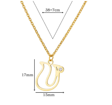Zircon Initial Letter Necklace for Women Stainless Steel Gold Plated Chains Choker Name Pendant Necklaces New Vintage Jewelry U